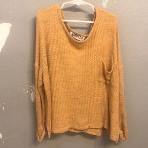 yellow, waffle-knife 3/4 sleeve shirt